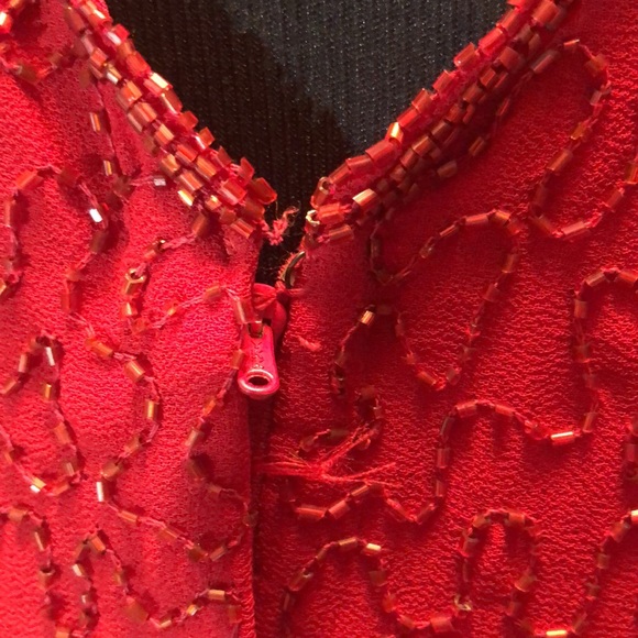 Beautiful Red Beaded Dress - Picture 5 of 12